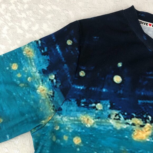 Exclusive Geometric Ombré Multicolor Boho 3/4 Sleeve Tie Dye Pullover Top - Picture 5 of 12